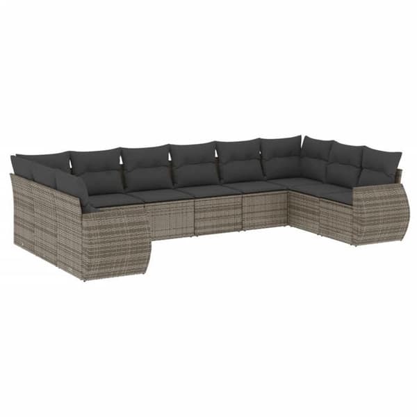 Maison Exclusive - Trädgårdsmöbler med kuddar 10 delar grå flätad resin