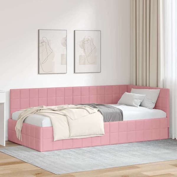 Maison Exclusive - Hörnsängram Rosa 100 cm x 200 cm Sammet