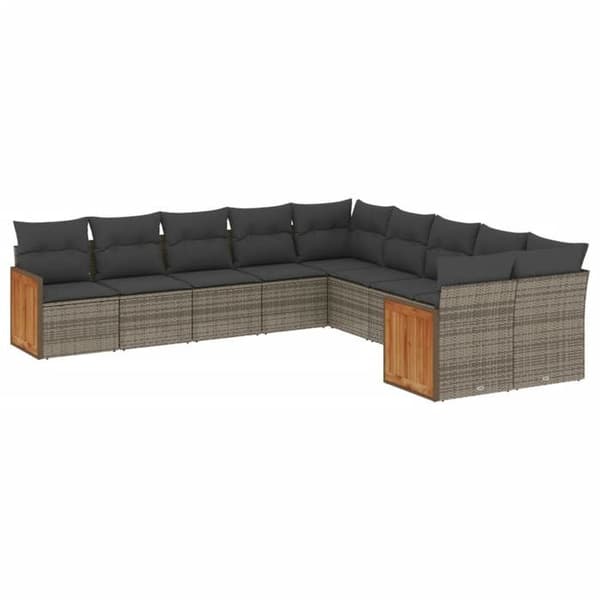 Maison Exclusive - Trädgårdsmöbler med kuddar 10 delar grå flätad resin