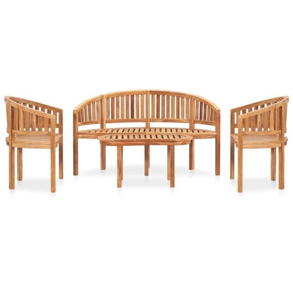 Maison Exclusive - Havegruppe 4 stk i bananform Solid teaktræ