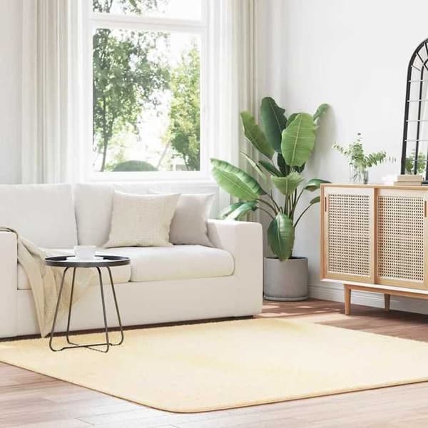 Tæppe Shaggy - MAISON EXCLUSIVE - NAVARRA - 200x200 cm - Polyester - Antiskrid grädde