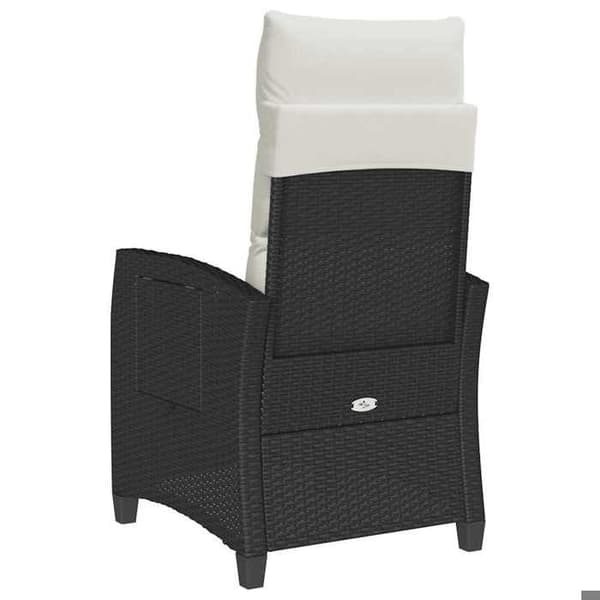 Maison Exclusive - Justerbar havestol med sort polyrotin sidebord Svart