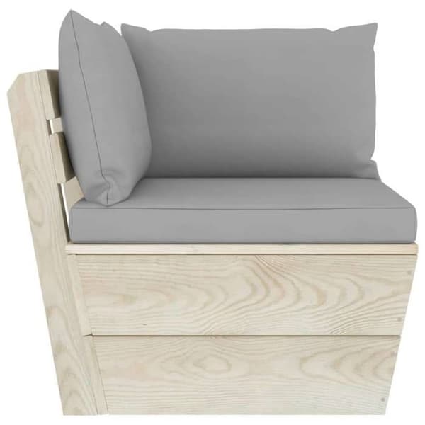 Sofa palette 2 pladser - MAISON EXCLUSIVE - Imprægneret fyr - Polyester puder - Tykt polstring - Grå