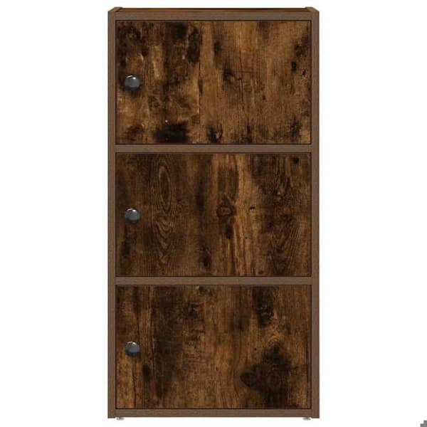 Maison Exclusive - Bibliotek i rökig ek 40x24x77 cm ingenjörsträ