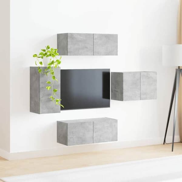 Maison Exclusive - Væghængt TV-møbel sæt 4 pc Grå beton Ingeniørtræ