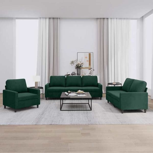Maison Exclusive - Sæt af 3 sofaer med puder Mørkegrøn Velour