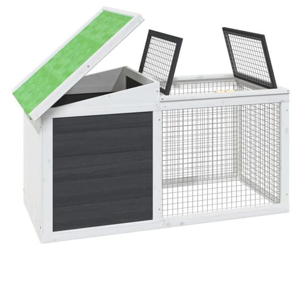 Maison Exclusive - Harmaa Clapier 100,5x54x55 cm massiivipuusta grå, vit, grön