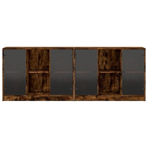 Maison Exclusive - Bibliotek med røgfyldte egetræsdøre 204x37x75 cm