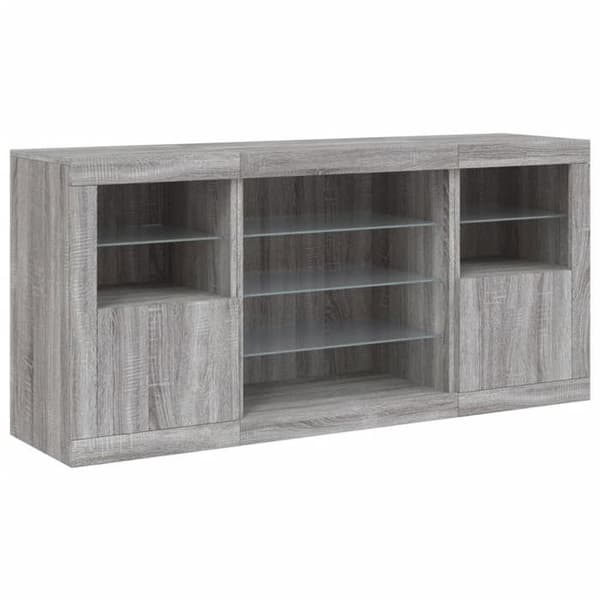 Maison Exclusive - Buffet LED-valoilla sonoma-harmaa 142,5x37x67 cm