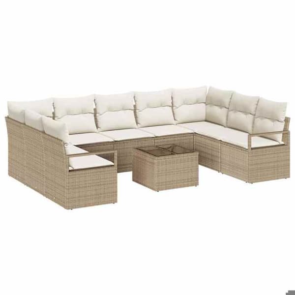 Maison Exclusive - 10 stk. have-sofa sæt i beige og creme polyrotin