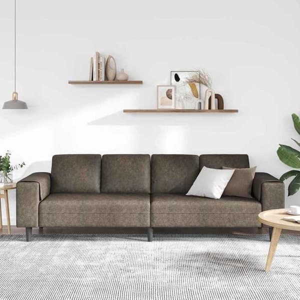 Soffa - EXKLUSIVT HUS - 250 x 77 x 76 cm - Mörkgrå - Fläckbeständig polyester - Mjuka skumkuddar Mörkgrå