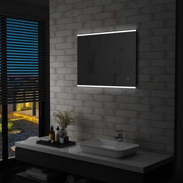 Spejl - Eksklusivt Hus - 80 x 60 cm - 2 LED-linjer - Berøringssensor IP44