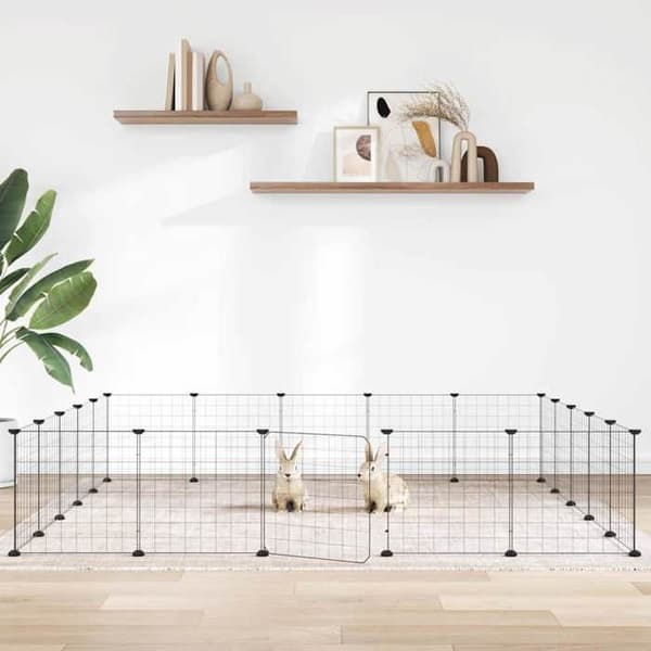 Maison Exclusive - 20-panelers kæledyrbur med sort dør 175x175x35 cm