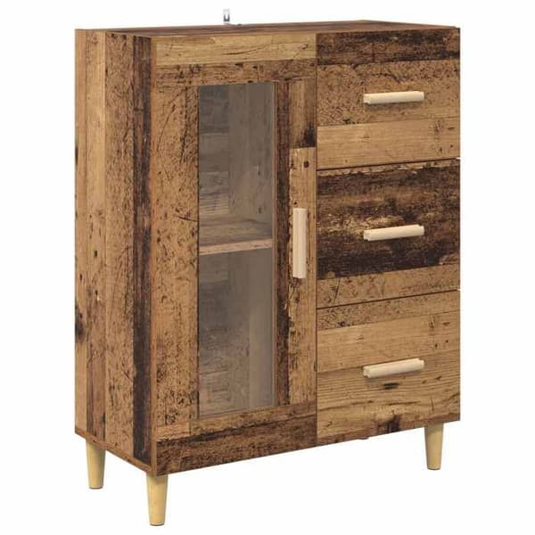 Buffet - EKSKLUSIVT HUS - 69,5 x 34 x 90 cm - Ingeniørtræ - Glasdøre - Blank finish Ej specificerat