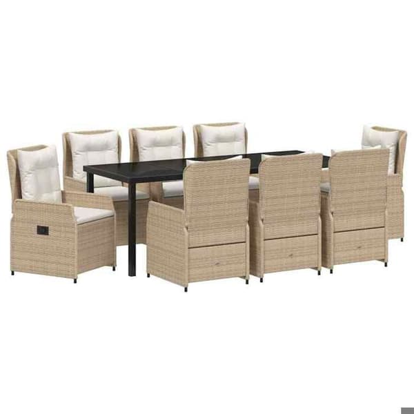 Maison Exclusive - 9 dele have spisebordssæt i beige og lys grå beige