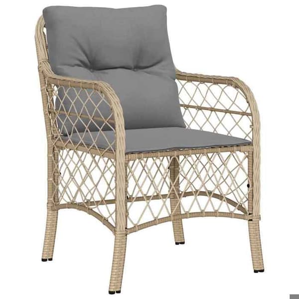 Maison Exclusive - Trädgårdsstolar med kuddar, set om 2, blandning av beige och rotting