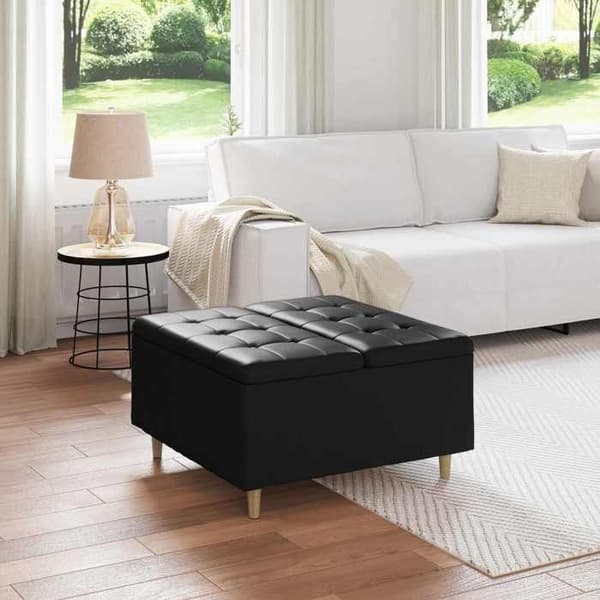 Maison Exclusive - Ottoman med opbevaring Sort 80 x 80 x 45 cm Kunstlæder
