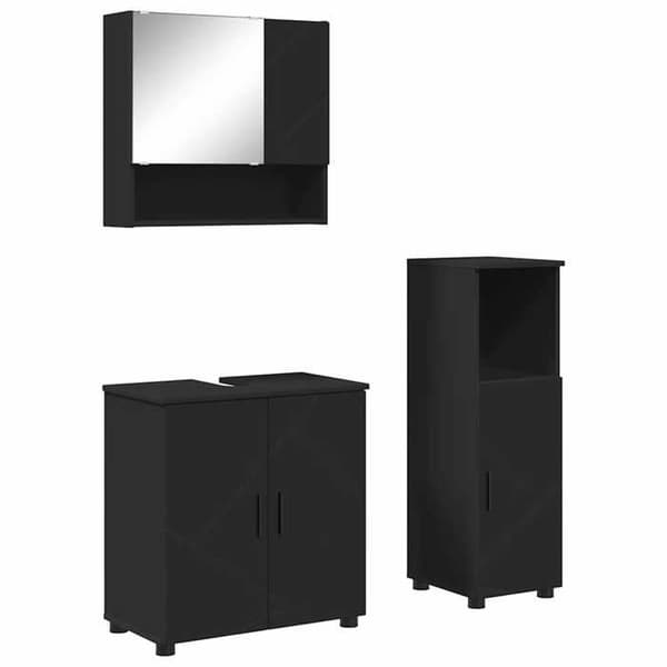Maison Exclusive - Sæt af badeværelsesmøbler 3 stk Sort 61 x 35 x 64 cm