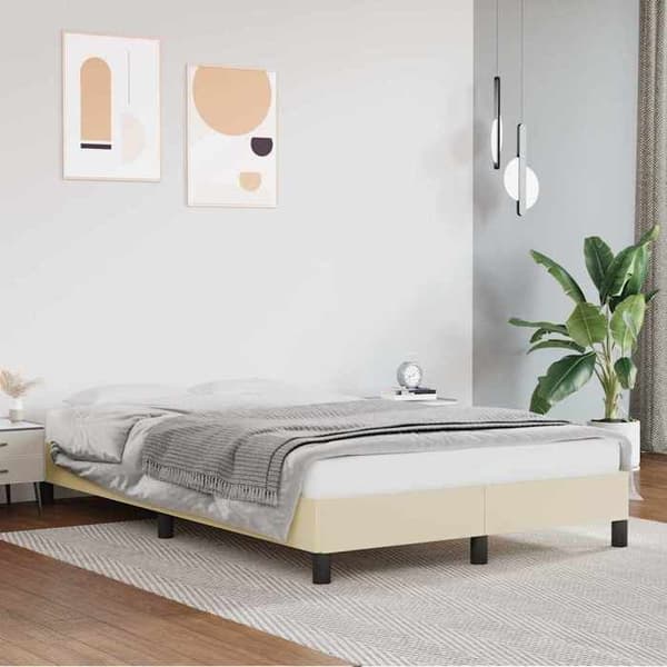Maison Exclusive - Vuodekehys Kermansävy 120x200 cm Keinonahkaa Grädde