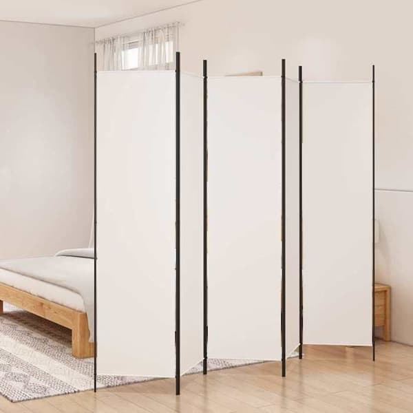 Maison Exclusive - Avskiljande vägg 5 paneler Vit 250x200 cm Tyg