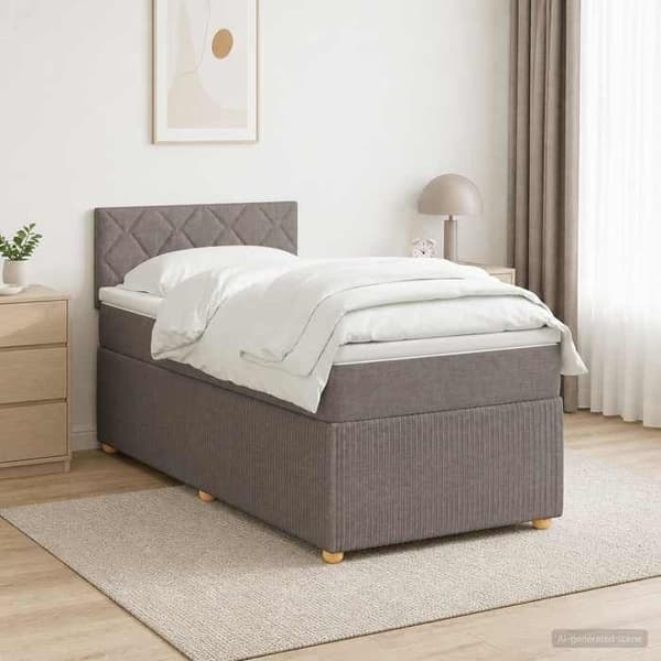 Maison Exclusive - Boxspring säng med madrass Taupe 100 x 200 cm Tyg Mol
