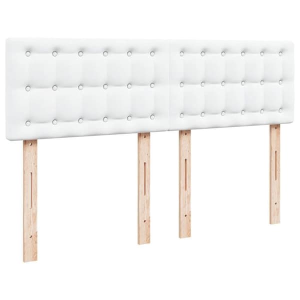 Maison Exclusive - Sängsäng med träribbor och madrass Vit 140x200cm Konstläder