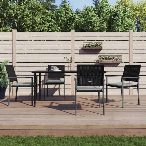 Maison Exclusive - Trädgårdsset 5 delar med kuddar i flätad resin och stål