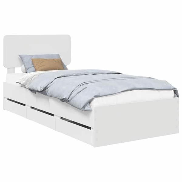 Maison Exclusive - Sängram med låda Vit 75 x 190 cm Ingenjörsträ