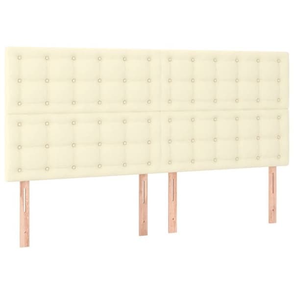 Maison Exclusive - Sengebund med lameller og madras Creme 180x200cm Simil læder