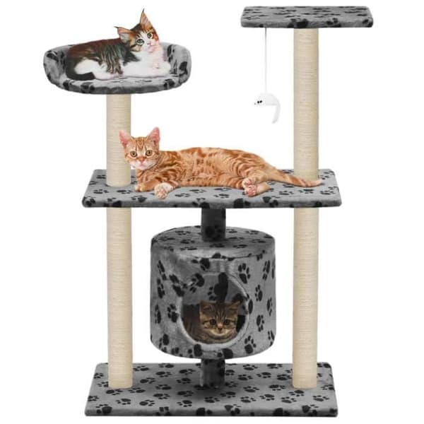 Maison Exclusive - Kattträd med sisal klösmatta 95 cm Grå Tassmönster Grå