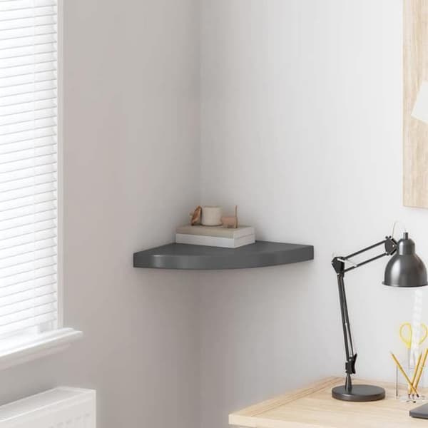 Maison Exclusive - Kiiltävä harmaa kulmahylly 35x35x3,8 cm MDF Glänsande grå