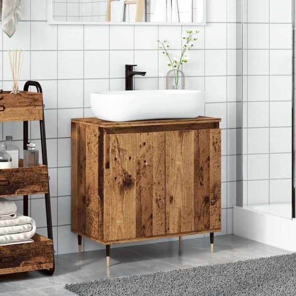 Maison Exclusive - Badrumsskåp gammalt trä 58x33x60 cm ingenjörsträ