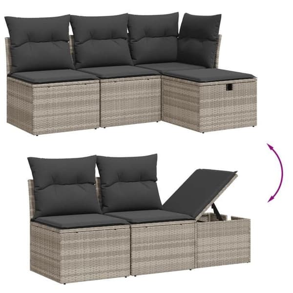 Maison Exclusive - Trädgårdsmöbler 5 delar med ljusgrå kuddar i flätad resin