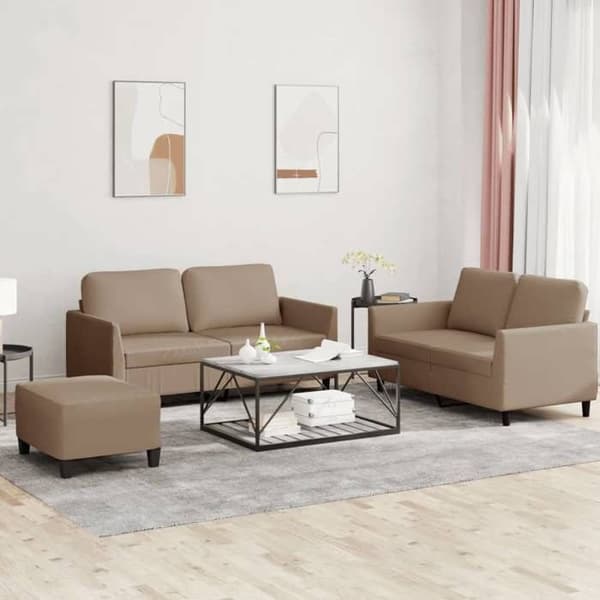 Maison Exclusive - Sæt af 3 sofaer med puder Cappuccino Simil læder