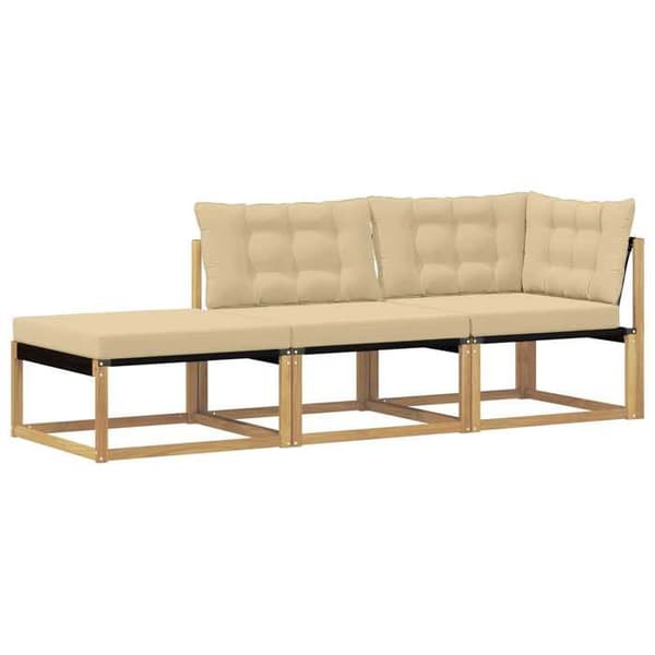 Modulær udendørs sofa - EKSKLUSIV HUS - Modulær - Massiv akacie - Poly. puder - Anti-fade Textilene. Vit