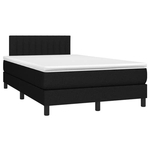 Maison Exclusive - Sengestel med lameller, madras og sort LED 120x190 cm stof