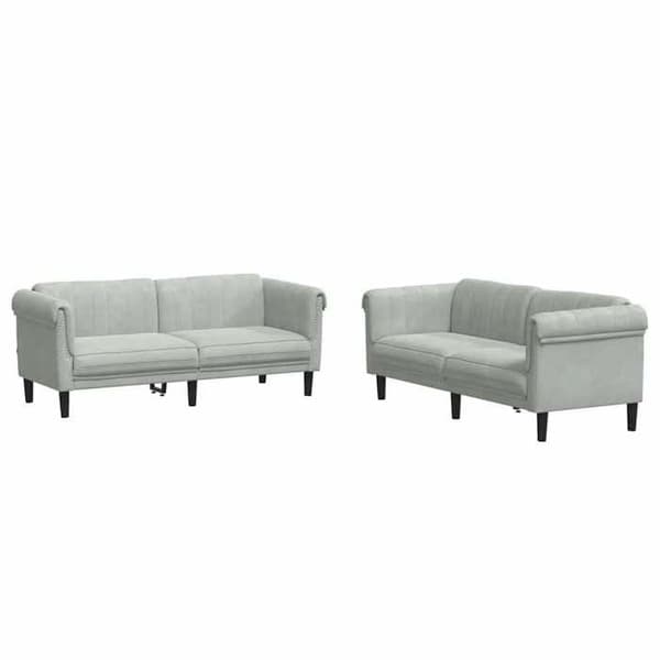 Maison Exclusive - 2-delars soffa i ljusgrå sammet