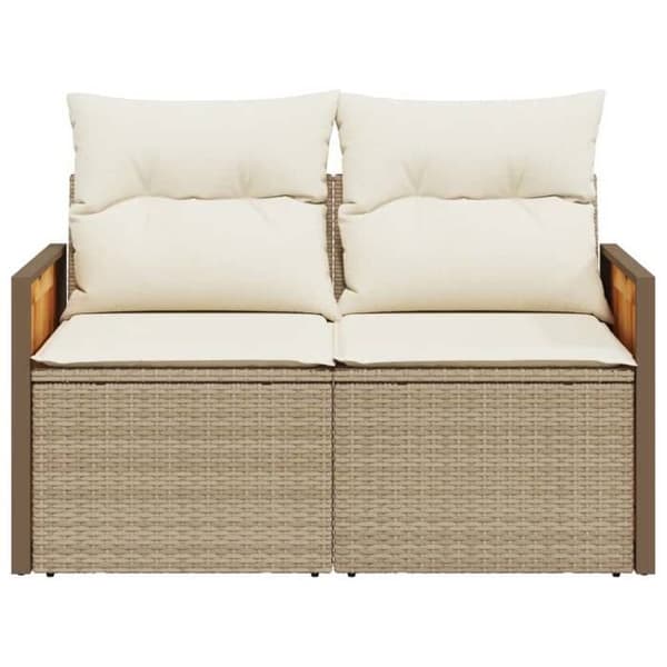 Maison Exclusive - Trädgårdsoffa med kuddar 2 platser beige flätad resin