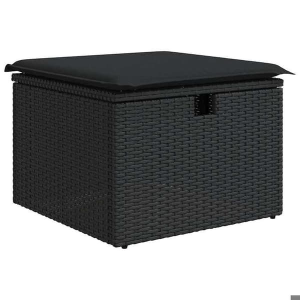 Maison Exclusive - 8 dele havegruppe med sorte puder i flettet harv