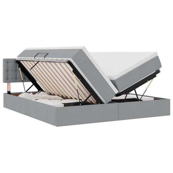 Sengestel med madras - EKSKLUSIV HUS - Moderne - 180 x 200 cm - Lys grå - Hydraulisk opbevaring Ljusgrått