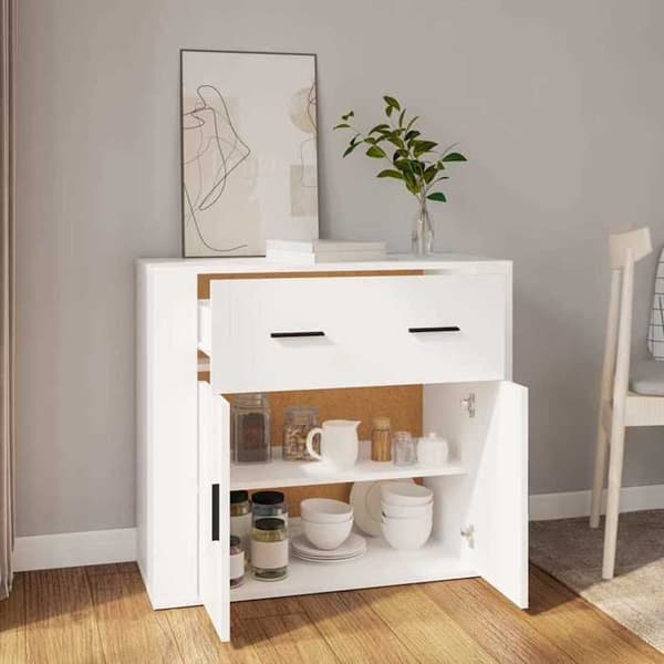 Maison Exclusive - Buffé Vit 80x33x70 cm Ingenjörsträ