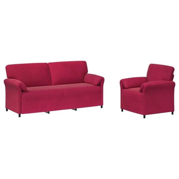 Maison Exclusive - Soffgrupp 2 delar Bordeaux Sammet Bordeaux