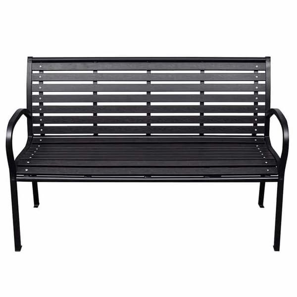 Maison Exclusive - Musta puutarhapenkki 116 cm Teräs ja WPC