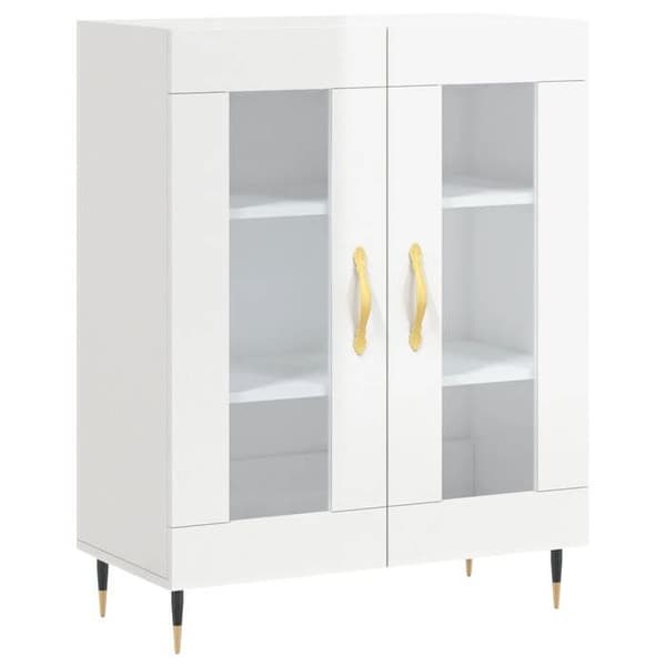 Maison Exclusive - Buffé Vit glänsande 69,5x34x90 cm Ingenjörsträ