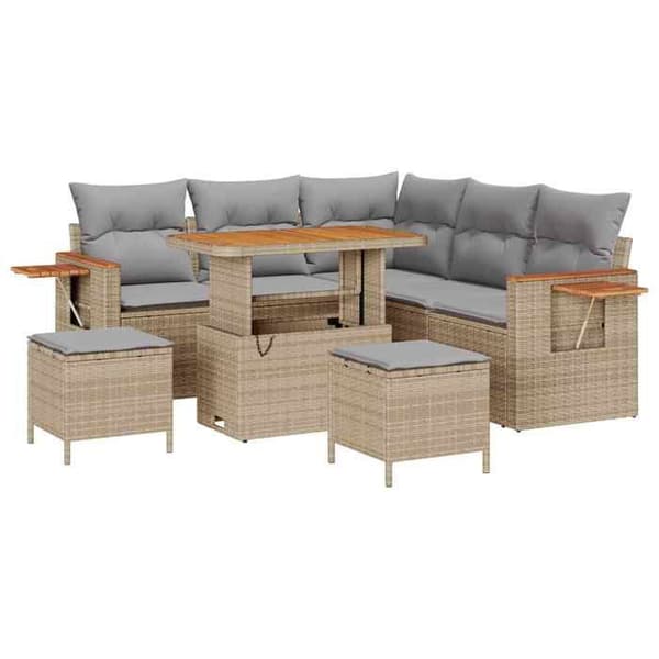 Maison Exclusive - 8 osan beige polyrottinkinen puutarhakalustesetti