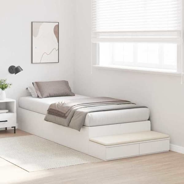 Maison Exclusive - Sängram med förvaring Vit 90 cm Ingenjörsträ