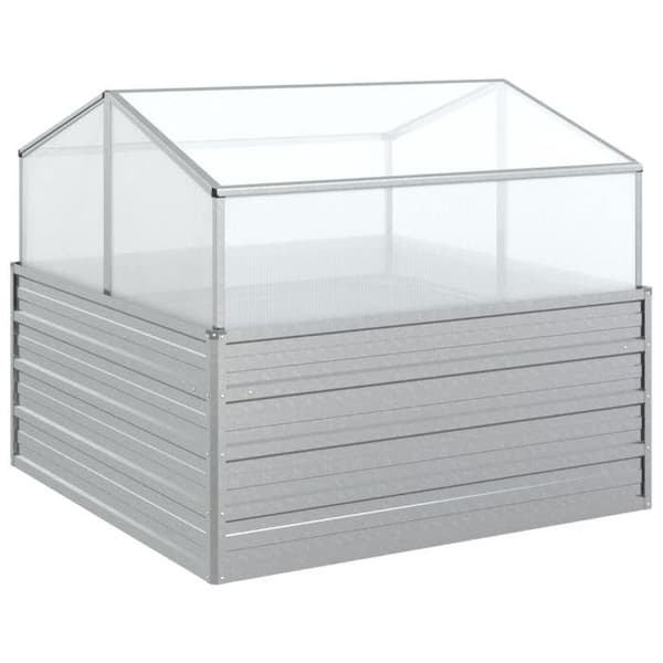 Maison Exclusive - Hævet havebed med drivhus 100x100x85 cm Sølv