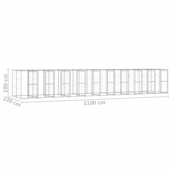 Maison Exclusive - Utomhus hundhus i galvaniserat stål 24,2 m² silver-