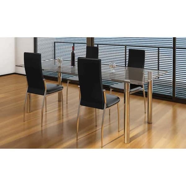 Matstolar - EXKLUSIVT HEM - Set om 4 - Svart konstläder - Kromade ben - Ergonomisk design Svart