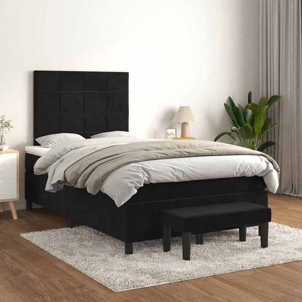 Maison Exclusive - Seng med lameller og sort madras 120x190 cm fløjl